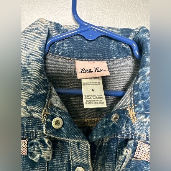 Little Lass Denim Jacket Girls Size 6 Blue Acid Wash Toddler Unicorn Patch Playf - Picture 3 of 4